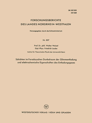 cover image of Schichten im Faradayschen Dunkelraum der Glimmentladung und elektrochemische Eigenschaften des Entladungsgases
